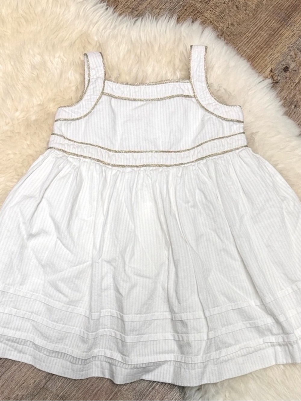 Baby Gap white Summer Sundress with Gold Trim size 6-12 months